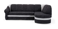 Canapé d’angle droit convertible BENANA 250 cm noir et blanc avec coffre 