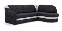 Canapé d’angle droit convertible BENANA 250 cm noir et blanc avec coffre 