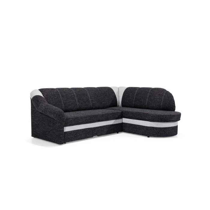 Canapé d’angle droit convertible BENANA 250 cm noir et blanc avec coffre 
