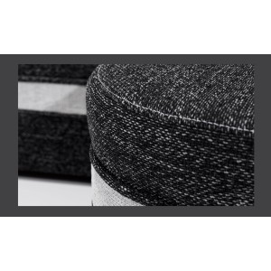Canapé d’angle droit convertible BENANA 250 cm noir et blanc avec coffre 