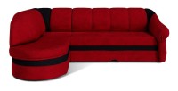 Canapé d’angle gauche convertible BENANA 250 cm rouge et noir avec coffre 