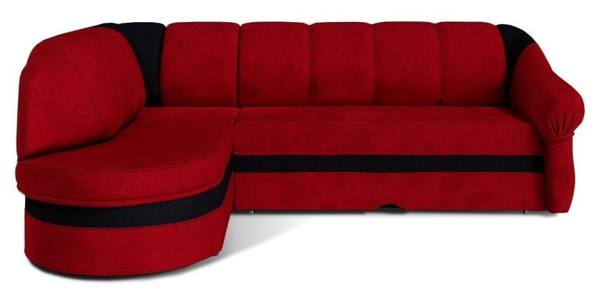 Canapé d’angle gauche convertible BENANA 250 cm rouge et noir avec coffre 