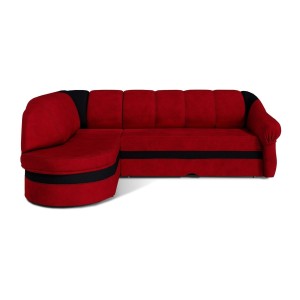 Canapé d’angle gauche convertible BENANA 250 cm rouge et noir avec coffre 