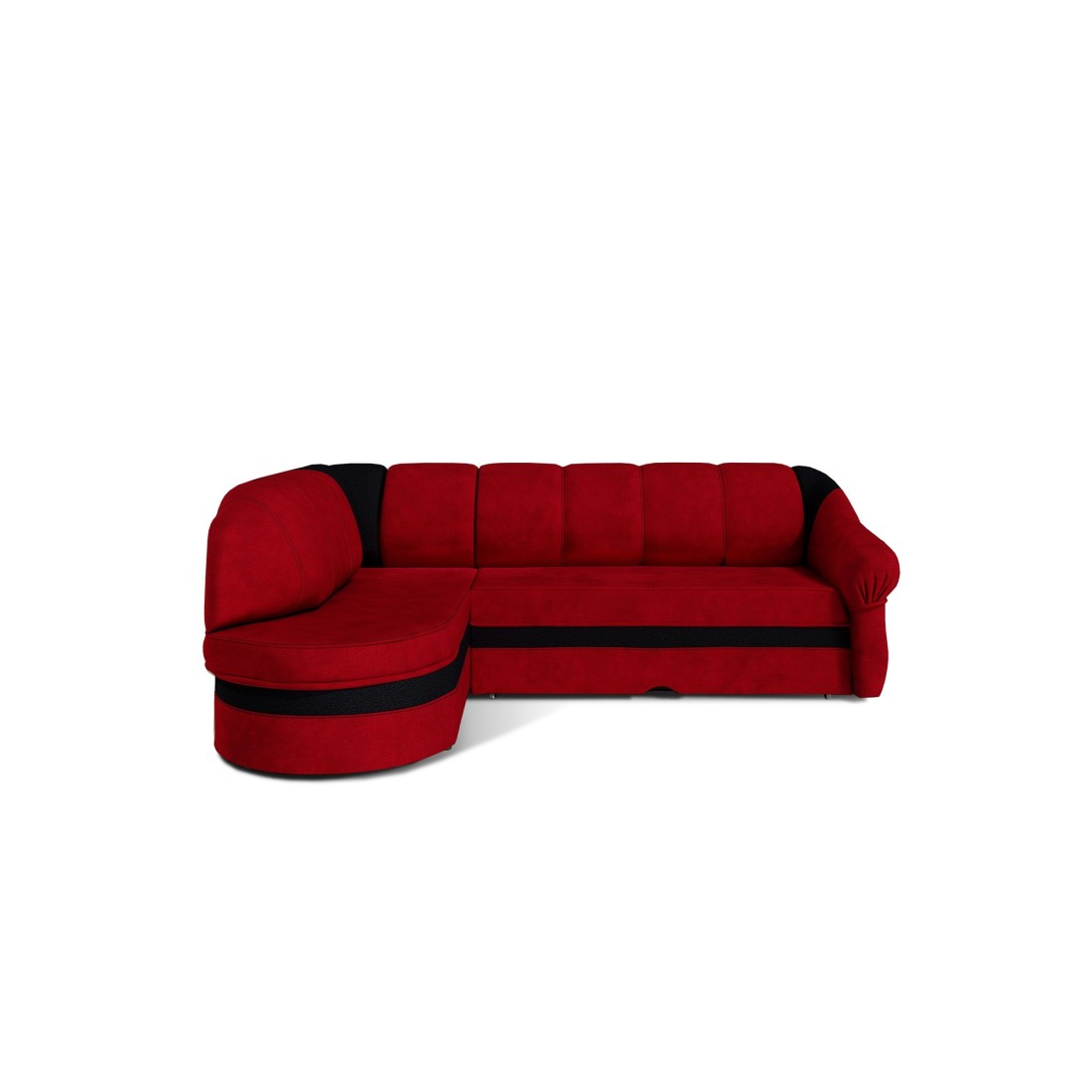 Canapé d’angle gauche convertible BENANA 250 cm rouge et noir avec coffre 
