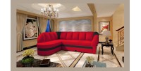 Canapé d’angle gauche convertible BENANA 250 cm rouge et noir avec coffre 