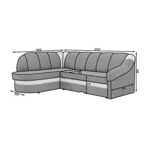 Canapé d’angle gauche convertible BENANA 250 cm rouge et noir avec coffre 