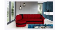 Canapé d’angle gauche convertible BENANA 250 cm rouge et noir avec coffre 