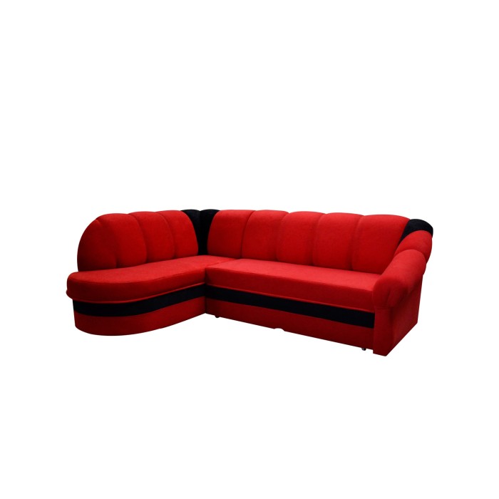 Canapé d’angle gauche convertible BENANA 250 cm rouge et noir avec coffre 