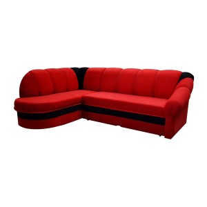 Canapé d’angle gauche convertible BENANA 250 cm rouge et noir avec coffre 