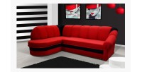 Canapé d’angle gauche convertible BENANA 250 cm rouge et noir avec coffre 