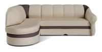 Canapé d’angle gauche convertible BENANA 250 cm crème et marron avec coffre 