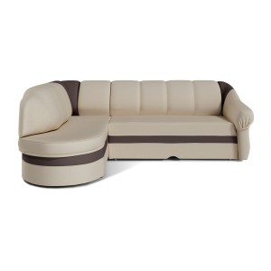 Canapé d’angle gauche convertible BENANA 250 cm crème et marron avec coffre 