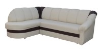 Canapé d’angle gauche convertible BENANA 250 cm crème et marron avec coffre 