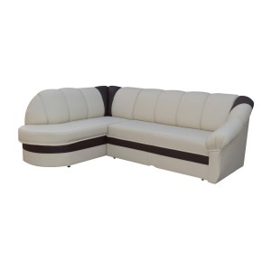 Canapé d’angle gauche convertible BENANA 250 cm crème et marron avec coffre 