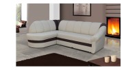Canapé d’angle gauche convertible BENANA 250 cm crème et marron avec coffre 