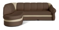 Canapé d’angle gauche convertible BENANA 250 cm marron et crème avec coffre 