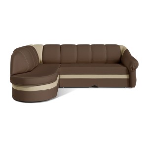Canapé d’angle gauche convertible BENANA 250 cm marron et crème avec coffre 