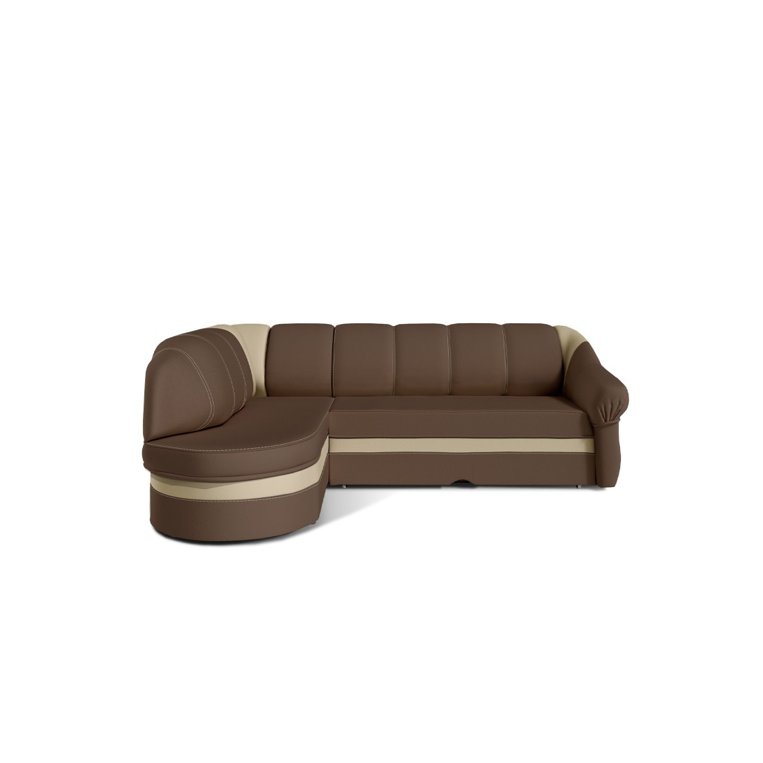 Canapé d’angle gauche convertible BENANA 250 cm marron et crème avec coffre 