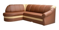 Canapé d’angle gauche convertible BENANA 250 cm marron et crème avec coffre 