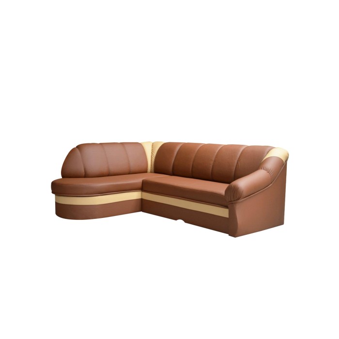 Canapé d’angle gauche convertible BENANA 250 cm marron et crème avec coffre 
