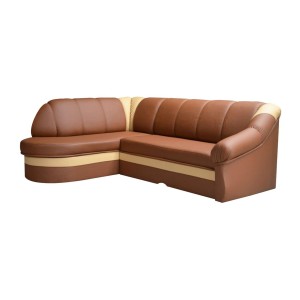 Canapé d’angle gauche convertible BENANA 250 cm marron et crème avec coffre 
