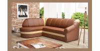 Canapé d’angle gauche convertible BENANA 250 cm marron et crème avec coffre 