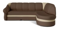 Canapé d’angle droit convertible BENANA 250 cm marron et beige avec coffre 