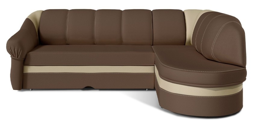 Canapé d’angle droit convertible BENANA 250 cm marron et beige avec coffre 
