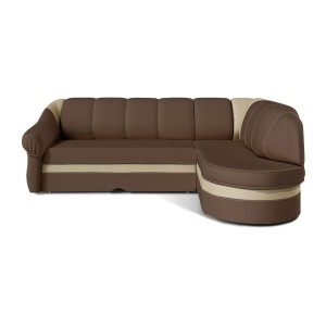 Canapé d’angle droit convertible BENANA 250 cm marron et beige avec coffre 