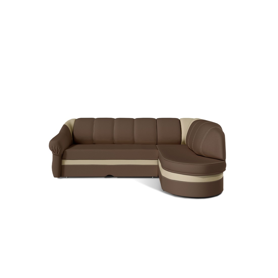 Canapé d’angle droit convertible BENANA 250 cm marron et beige avec coffre 