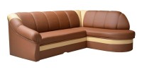 Canapé d’angle droit convertible BENANA 250 cm marron et beige avec coffre 