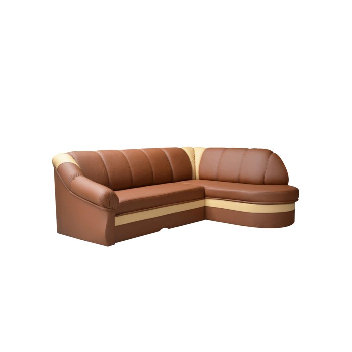 Canapé d’angle droit convertible BENANA 250 cm marron et beige avec coffre 