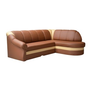 Canapé d’angle droit convertible BENANA 250 cm marron et beige avec coffre 