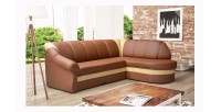 Canapé d’angle droit convertible BENANA 250 cm marron et beige avec coffre 