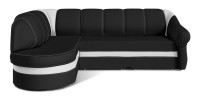 Canapé d’angle gauche convertible BENANA 250 cm noir et blanc avec coffre 