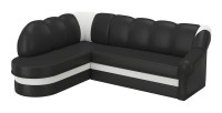 Canapé d’angle gauche convertible BENANA 250 cm noir et blanc avec coffre 