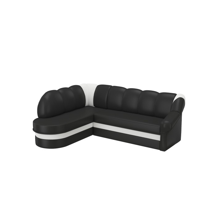 Canapé d’angle gauche convertible BENANA 250 cm noir et blanc avec coffre 