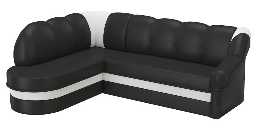 Canapé d’angle gauche convertible BENANA 250 cm noir et blanc avec coffre 