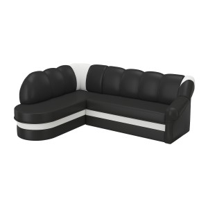 Canapé d’angle gauche convertible BENANA 250 cm noir et blanc avec coffre 