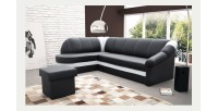 Canapé d’angle gauche convertible BENANA 250 cm noir et blanc avec coffre 