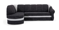 Canapé d’angle gauche convertible BENANA 250 cm noir et blanc avec coffre 