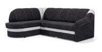 Canapé d’angle gauche convertible BENANA 250 cm noir et blanc avec coffre 