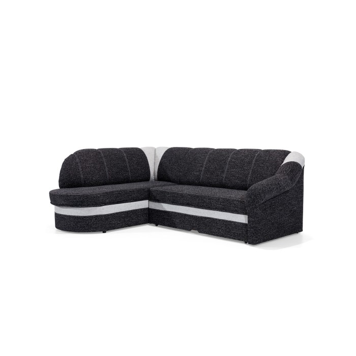 Canapé d’angle gauche convertible BENANA 250 cm noir et blanc avec coffre 