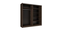 Armoire ARSALA 200 cm noyer avec miroir et portes coulissantes design