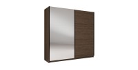 Armoire ARSALA 200 cm noyer avec miroir et portes coulissantes design