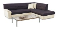 Canapé d’angle convertible TROMSO marron et beige – Angle droit avec coffre 