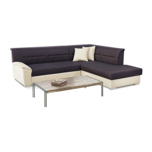 Canapé d’angle convertible TROMSO marron et beige – Angle droit avec coffre 