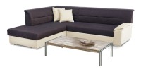 Canapé d’angle convertible TROMSO marron et beige – Angle gauche avec coffre 