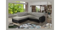 Canapé d’angle convertible TROMSO gris et noir – Angle gauche avec coffre 
