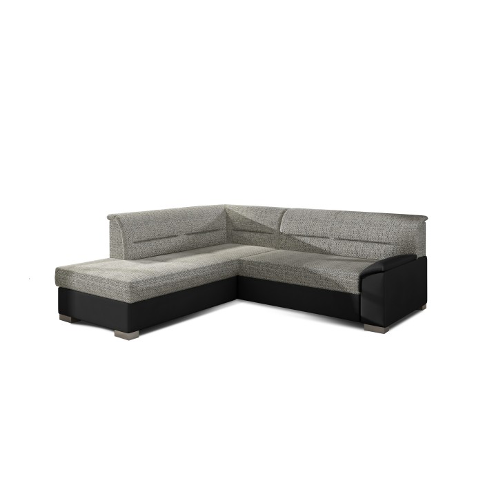 Canapé d’angle convertible TROMSO gris foncé – Angle gauche avec coffre 